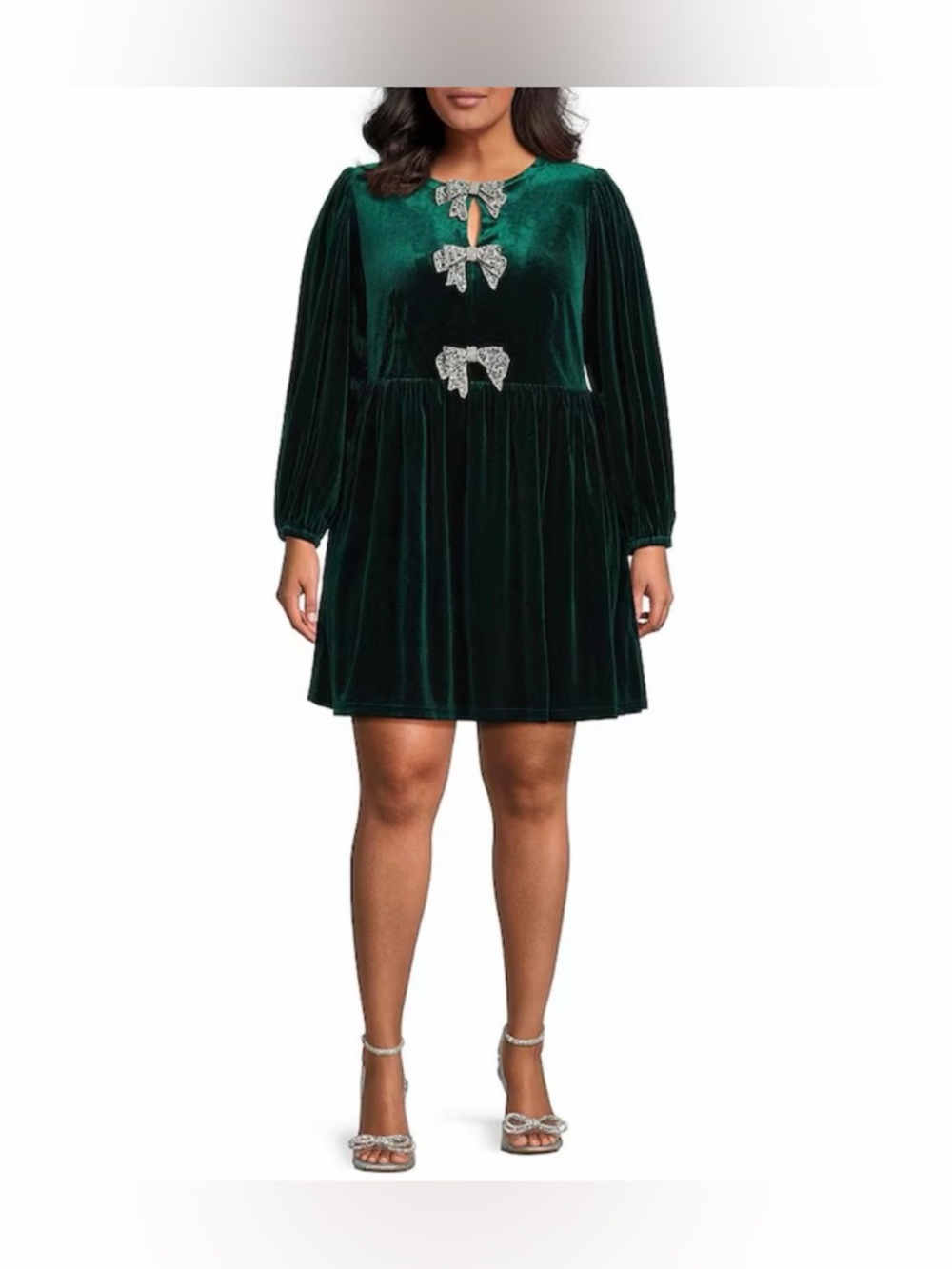Velvet  Long Sleeve knee length Dress - Green size XL NWOT, comes without bows.